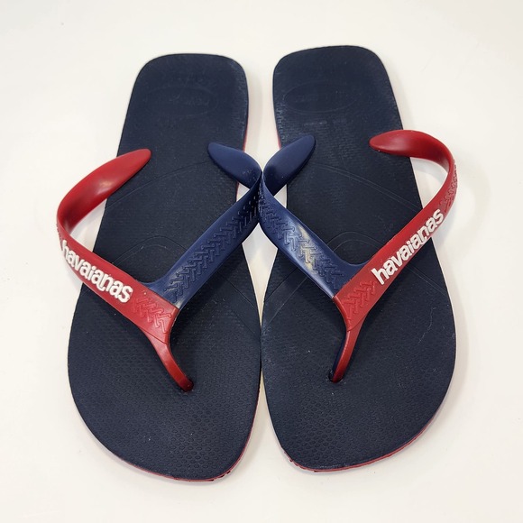 Havaianas Mens Red Blue Thong Flip Flops Sandals Slip On Size 13 EU 47 / 48 - Picture 2 of 6